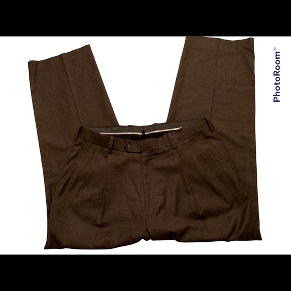 Mondo Di Marco Mens Size 34x29 Brown Pleated Dress Pants Career RN 37763 - Picture 1 of 9